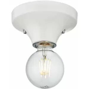Image of Gloss White Ceramic Bathroom Wall & Ceiling Light - IP44 Rated - Low Profile