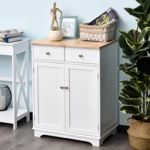 Image of HOMCOM Multifunctional Space Saving Kitchen Island Storage Cabinet w/ Anti-fall Device, Adjustable Shelf for Kitchen, 68W x 40.3D x 85Hcm, White