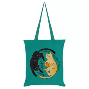 Image of Grindstore Celestial Kittens Tote Bag (One Size, One Size) (Emerald Green/Black)