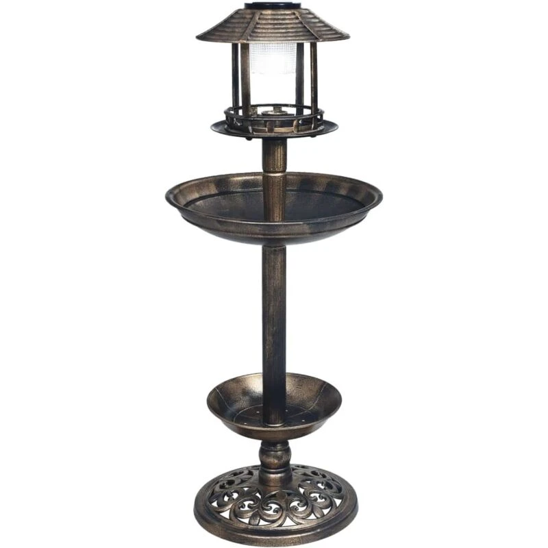 Image of VIDAXL Vidaxl - Decorative Birdbath with Solar Powered LED Lights Plastic 48221
