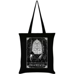 Image of Deadly Tarot Five Of Pentacles Tote Bag (One Size) (Black) - Black