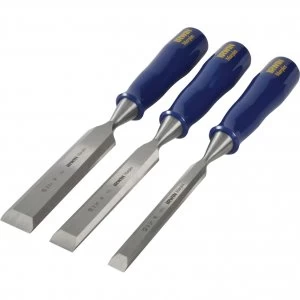 Image of Marples M444 3 Piece Blue Chip Bevel Edge Wood Chisel Set