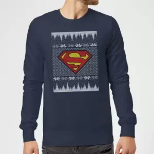 Image of DC Superman Knit Christmas Jumper - Navy - M