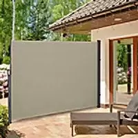 Image of Outsunny Pull-Out Side Awning Sun Protection Steel Frame Retractable Privacy Cream 3x2M