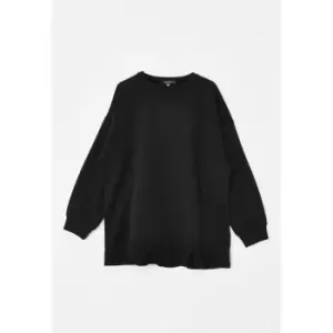 Image of Missguided Plus Frill Smock Sweater Dress - Black