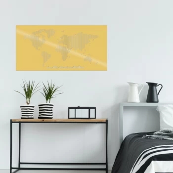 Image of World Map Metal Decor 8 - Gold Gold Decorative Metal Wall Accessory