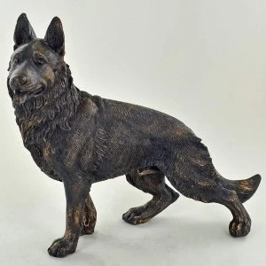 Image of German Shepherd Alsatian Standing Cold Cast Bronze Sculpture 18cm