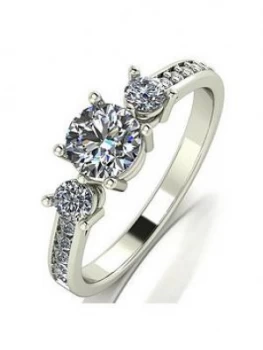 Image of Moissanite 9ct White Gold 1ct Equivalent Trilogy Ring, White Gold, Size K, Women