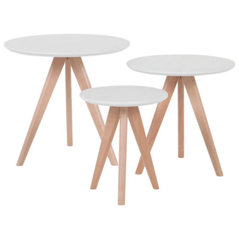Image of Beliani Set Of 3 Coffee Tables Vegas White