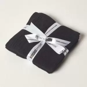 Image of HOMESCAPES Black 100% Combed Egyptian Cotton Set of 2Face Cloths 700 GSM - Black