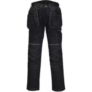 Image of Portwest T602 - Black 32 Regular PW3 Holster Work Trousers Combat Cargo Pants