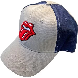 Image of The Rolling Stones - Classic Tongue Unisex Baseball Cap - Grey/Blue
