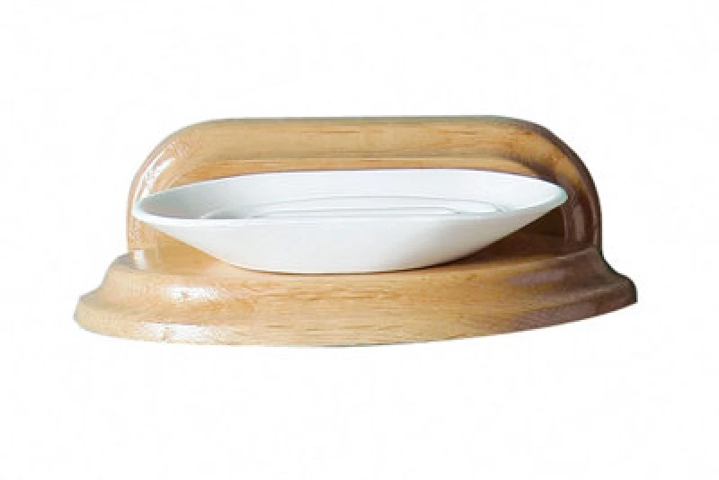 Image of Premier Housewares Oak Bathe Oak Wood Soap Dish, Durable Natural