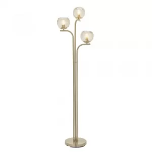 Image of Complete Floor Lamp Satin Brass Plate, Champagne Lustre Glass