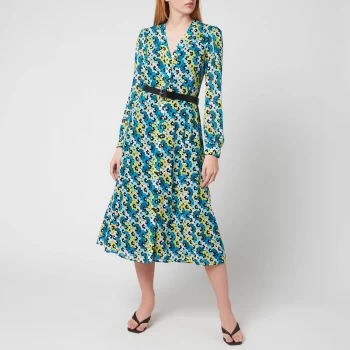 Image of Michael Kors Womens Multi 60S Floral Kate Dress - Bright Limeade - M