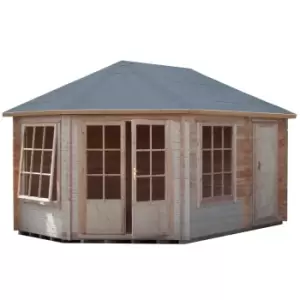 Image of Shire Rowney Corner Log Cabin and Shed - 10ft x 14 ft