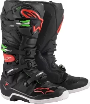Image of Alpinestars Tech 7 Motocross Boots, black-red-green, Size 47, black-red-green, Size 47