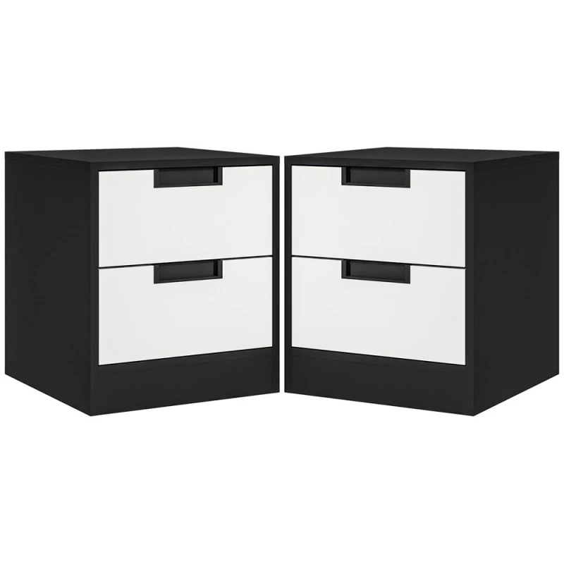 Image of HOMCOM 2 Drawer Bedside Tables Set Of 2 With Storage Nightstands For Bedroom 831-743V80WT