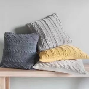 Image of Crossland Grove Walton Cable Knit Cushion Ochre 45 X 45Cm