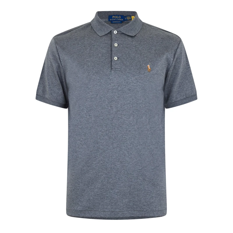 Image of Polo Ralph Lauren Mens Slim Fit Short Sleeve Polo Shirt Flannel Hthr male S