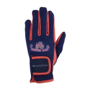 Image of Hy Childrens/Kids Tractors Rock Gloves (M) (Navy/Red)