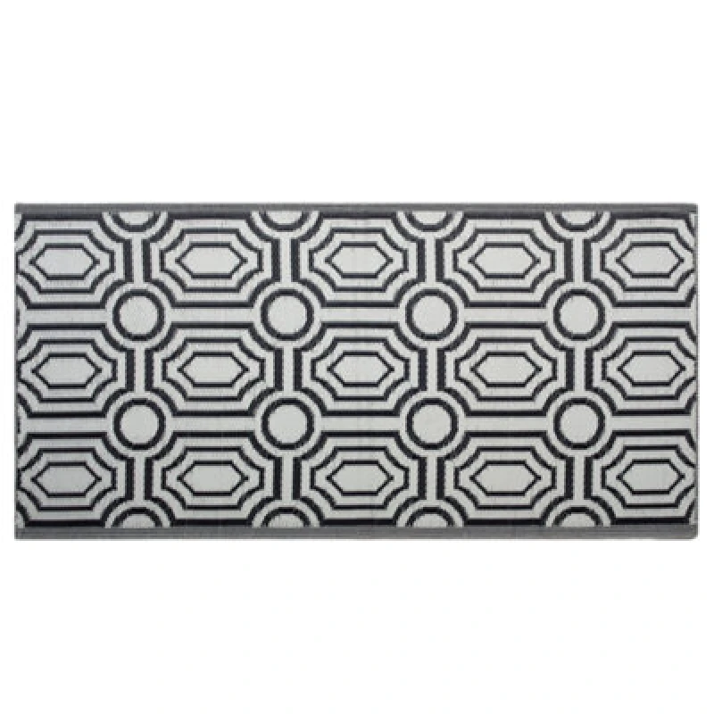 Image of Beliani Outdoor Rug Bidar Black 90 X 180 Cm Reversible