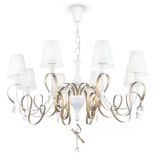 Image of Intreccio Chandelier White with Gold with Shades, 8 Light, E14