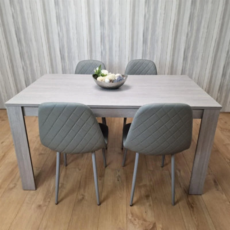 Image of KOSY KOALA Kosy Koala - Dining Table and 4 Chairs Grey 4 Grey Leather Chairs Wood Dining Set Furniture Arrow grey 117 + 4 grey gem