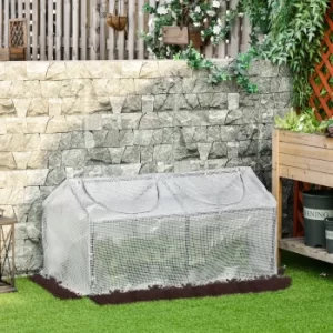 Image of Outsunny Mini Greenhouse With 2 Windows, Plant Flower Herbs Growing, PE Mesh Cover, White, 120 x 61 x 61cm