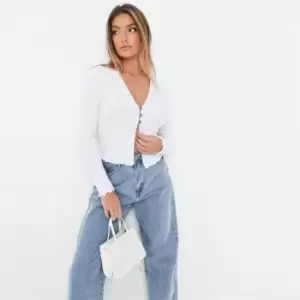 Image of Missguided Lettuce Hem Button Cardi - White