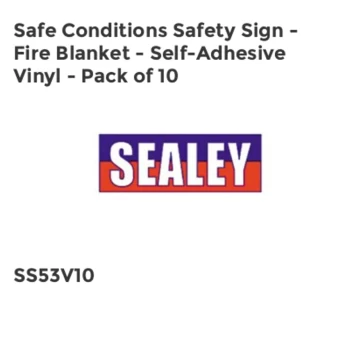 Image of Safe Conditions Safety Sign - Fire Blanket - Self-Adhesive Vinyl - Pack of 10
