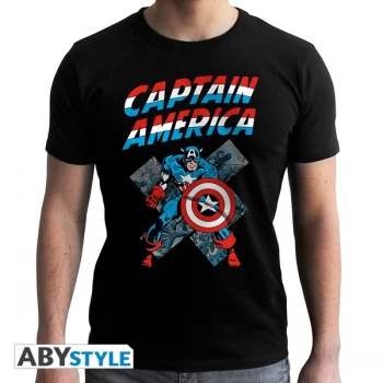Image of Marvel - Ca Vintage Mens Large T-Shirt - Black