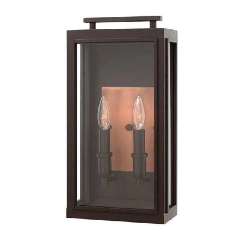 Image of Netlighting Hinkley Sutcliffe Outdoor 2 Light Wall Lantern Oil Rubbed Bronze IP44 Brown unisex