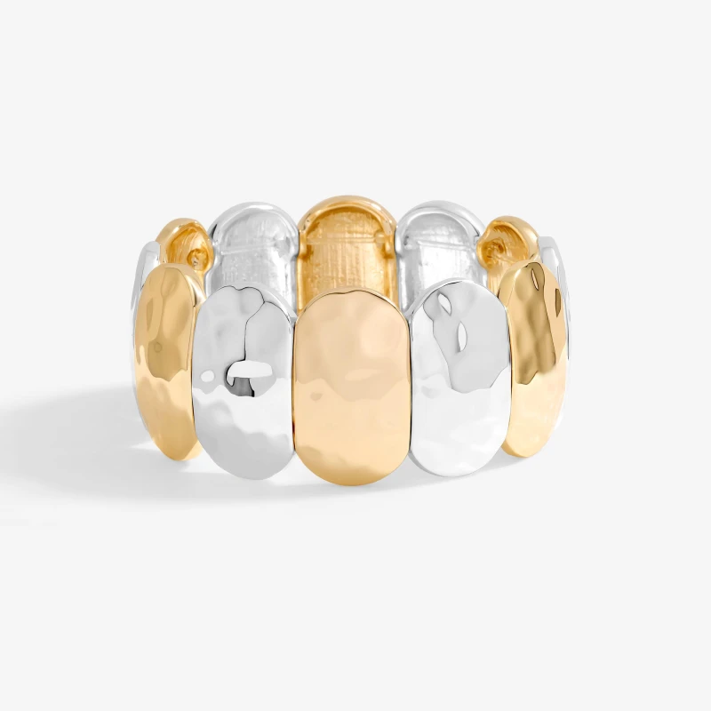 Image of Mood Two Tone Hammered Stretch Bracelet Multi
