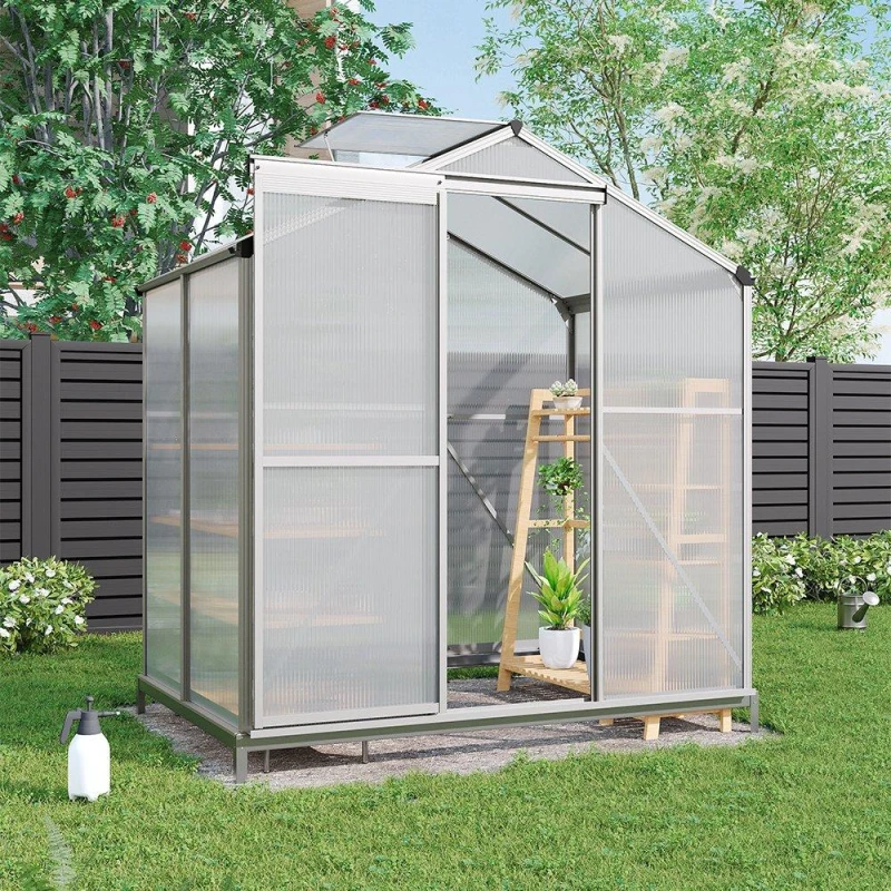 Image of Breeins Outdoor 6x4fts Aluminium Greenhouse with Vent - White White L