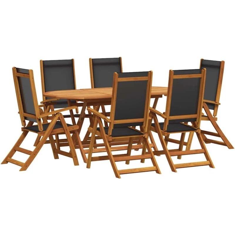 Image of VIDAXL 7 Piece Outdoor Dining Set Solid Acacia Wood vidaXL 41748