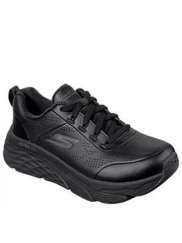 Image of Skechers Max Cushioning Elite Premium Leather Lace Up Cushioned Running Trainer - Black, Size 4, Women