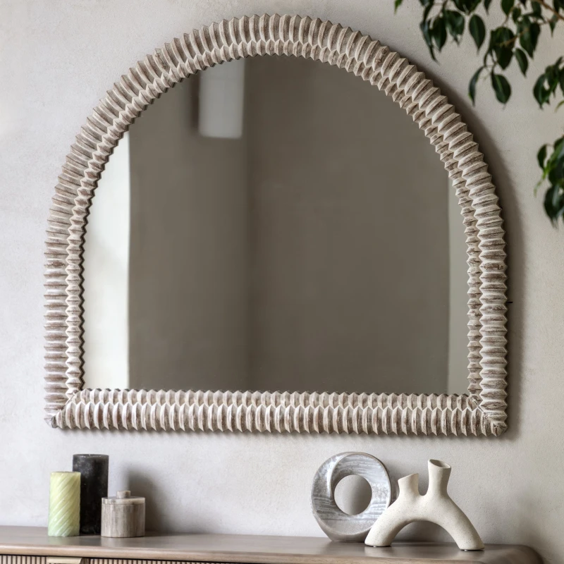 Image of Gallery Pimlico Arch Mirror Distressed Cream 1200X1000Mm Cream W7KCJ Unisex