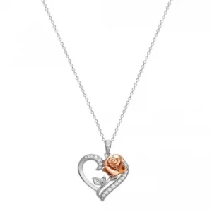 Image of Disney Princess Sterling Silver Heart and Rose Pendant