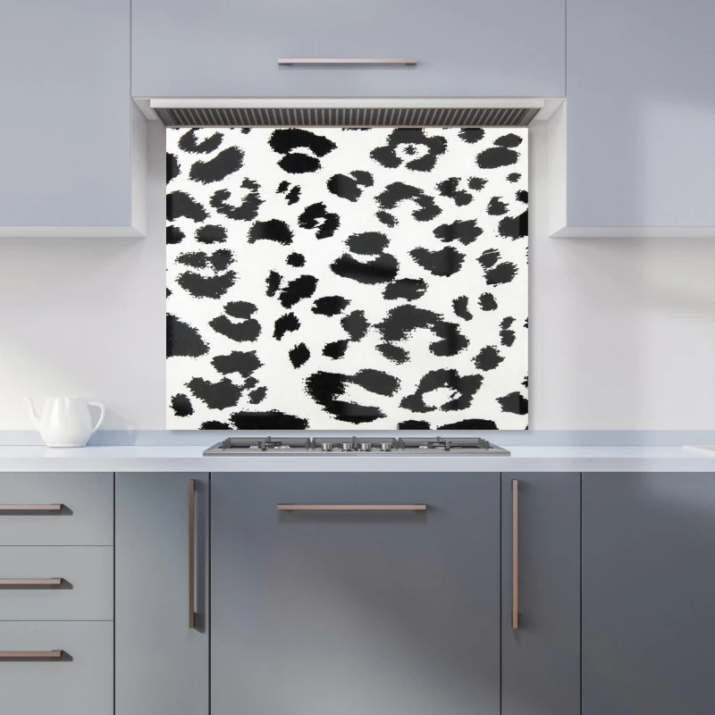 Image of Warren Reed - Designer Black Leopard Print Kitchen Splashback Size: 600mm x 600mm Black Unisex 600mm x 600mm