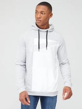 Image of Nike Dry Contrast Block Pullover Hoodie - Grey/White