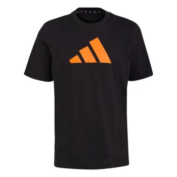 Image of adidas Future Icons Logo Tee Mens - Black / Bright Orange