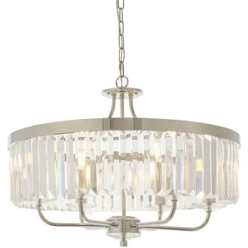 Image of Merano Lighting - Merano Ascoli 6 Light Ceiling Pendant Bright Nickel Plate & Clear Cut Glass