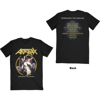 Image of Anthrax - Spreading The Disease Track list Unisex Medium T-Shirt - Black