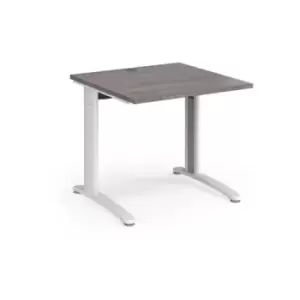 Image of TR10 straight desk 800mm x 800mm - white frame and grey oak top