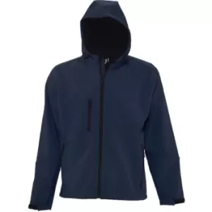 Image of SOLS Mens Replay Hooded Soft Shell Jacket (Breathable, Windproof And Water Resistant) (S) (French Navy)
