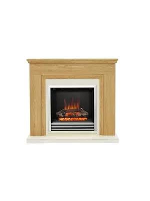 Image of Be Modern Stanton Electric Fire Suite In Natural Oak With 3-Bar Chrome Fret