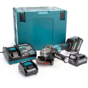 Image of Makita - GA028GD202 40V Max 115mm Angle Grinder with 2 x 2.5Ah Battery Charger & Type 4 Case