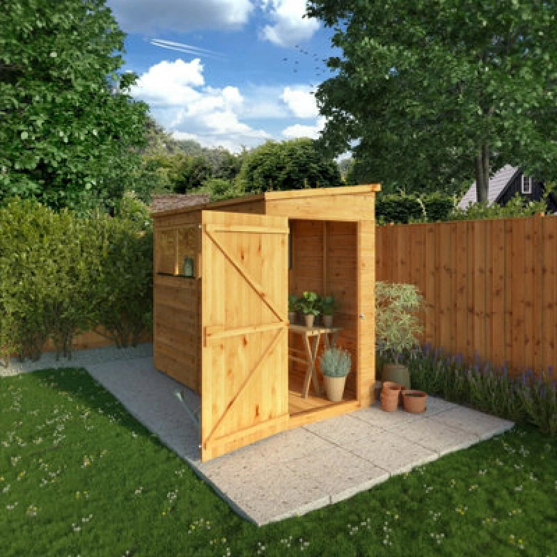 Image of Mercia 8 x 4 Woodsman Shiplap Pent Shed (Glass), Brown SI-100-001-0021