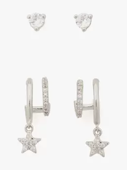 Image of Starring Star Huggies & Studs Set - Clear/Silver. - One Size